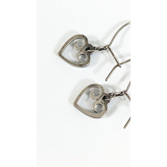 Heart Shaped James Avery Retired Dangle Earrings 925 Sterling Silver Scrolled - Picture 5 of 10